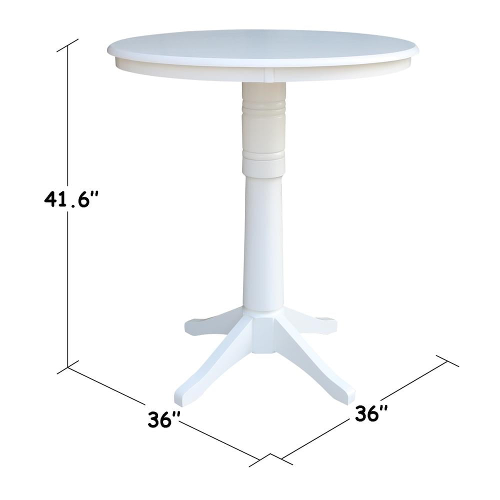 36" Round White Painted Wood Bar Height Table