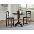 36" Round Pedestal Counter Height Table with 2 Madrid Stools Mocha