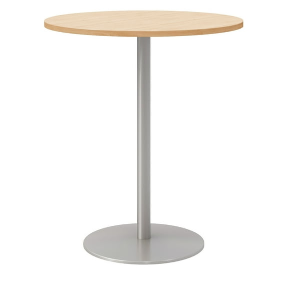 36" Round Pedestal Table - Maple Top - Silver Base - Bistro Height