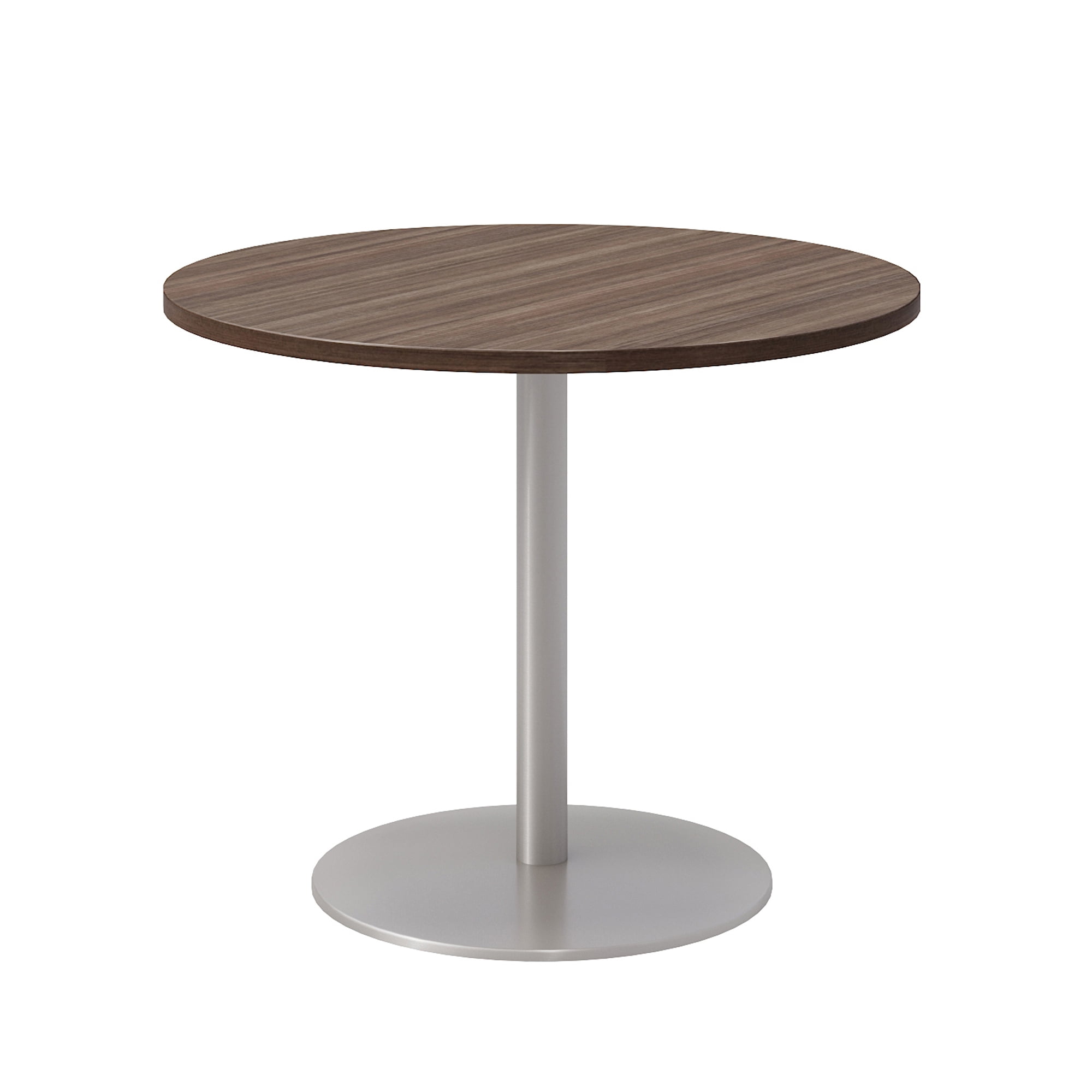 36" Round Pedestal Table - Studio Teak Top - Silver Base - Walmart.com