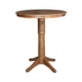 thumbnail image 1 of 36'' Round Solid Wood Bar Height Pedestal Dining Table in Distressed Oak by International Concepts, 1 of 3