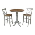 thumbnail image 1 of 36" Round Solid Wood Distressed Hickory/Stone Bar Height Table With 2 Stools, 1 of 8