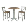 thumbnail image 1 of 36" Round Solid Wood Distressed Hickory/Stone Bar Height Table With 2 Stools, 1 of 8