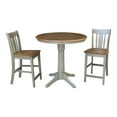 thumbnail image 1 of 36" Round Solid Wood Distressed Hickory/Stone Counter Height Table With 2 Stools, 1 of 5