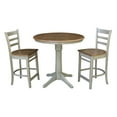 thumbnail image 1 of 36" Round Solid Wood Distressed Hickory/Stone Counter Height Table With 2 Stools, 1 of 5