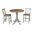 thumbnail image 1 of 36" Round Solid Wood Distressed Hickory/Stone Counter Height Table With 2 Stools, 1 of 7