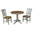 thumbnail image 1 of 36" Round Solid Wood Extension Dining Table With 2 San Remo Chairs in Distressed Hickory/Stone by International Concepts, 1 of 6