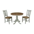 thumbnail image 1 of 36" Round Solid Wood Extension Dining Table With 2 San Remo Chairs in Distressed Hickory/Stone by International Concepts, 1 of 6