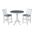 thumbnail image 1 of 36" Round Solid Wood Extension Dining Table With 2 San Remo Counter Height Stools in White/Heather Gray by International Concepts, 1 of 9