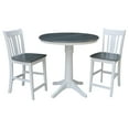 thumbnail image 1 of 36" Round Solid Wood Extension Dining Table With 2 San Remo Counter Height Stools in White/Heather Gray by International Concepts, 1 of 5