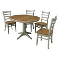 thumbnail image 1 of 36" Round Solid Wood Extension Dining Table With 4 Emily Chairs in Distressed Hickory/Stone by International Concepts, 1 of 5