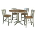 thumbnail image 1 of 36" Round Solid Wood Extension Dining Table With 4 San Remo Counter Height Stools in Distressed Hickory/Stone by International Concepts, 1 of 5