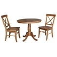 thumbnail image 1 of 36" Round Solid Wood Extension Dining Table with 2 Chairs in Distressed Oak by International Concepts, 1 of 4