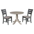 thumbnail image 1 of 36" Round Solid Wood Extension Dining Table with 2 Chairs in Washed Gray Taupe/Clay Taupe by International Concepts, 1 of 4