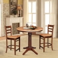 thumbnail image 1 of 36" Round Solid Wood Extension Dining Table with 2 Emily Counter Height Stools in Cinnamon/Espresso by International Concepts, 1 of 4