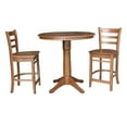 thumbnail image 1 of 36" Round Solid Wood Extension Dining Table with 2 Stools in Distressed Oak by International Concepts, 1 of 4