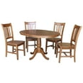 thumbnail image 1 of 36" Round Solid Wood Extension Dining Table with 4 Chairs in Distressed Oak by International Concepts, 1 of 4