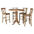 thumbnail image 1 of 36" Round Solid Wood Extension Dining Table with 4 Stools in Distressed Oak by International Concepts, 1 of 4