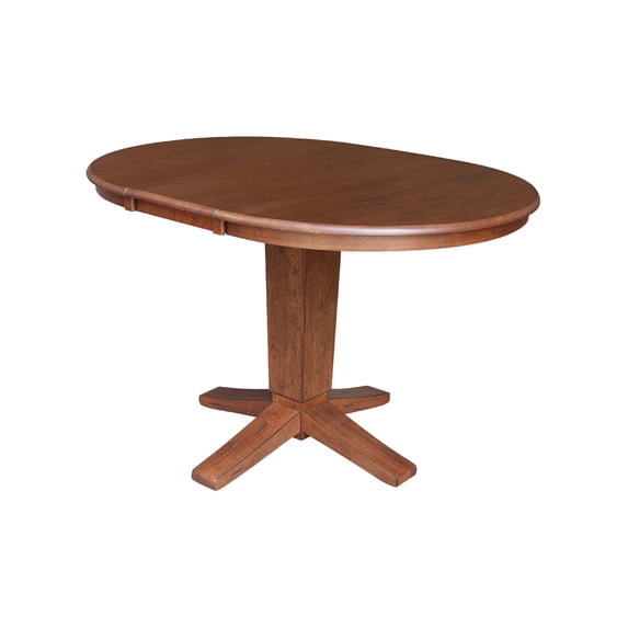 International Concepts 36" Round Solid Wood Extension Table with 4 Dining Chairs