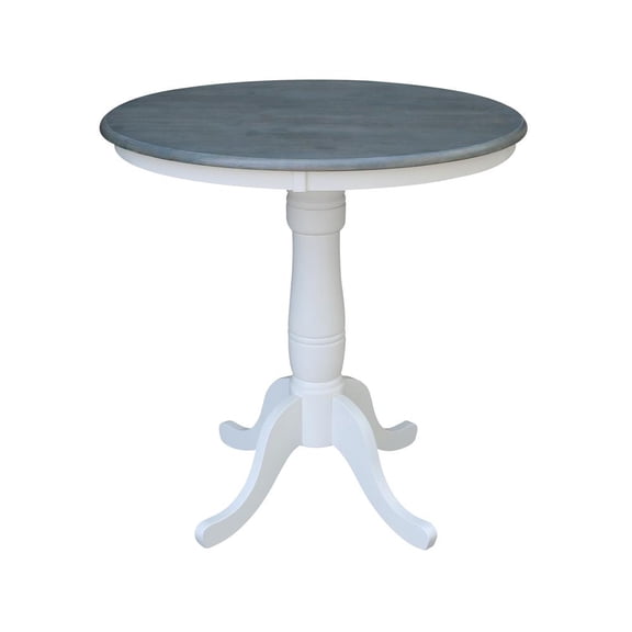 36" Round Solid Wood Gray Table-Counter Height