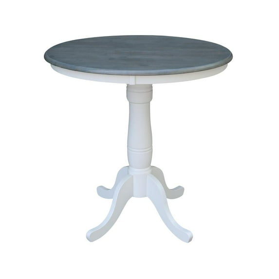 International Concepts 36" Solid Wood Dual-Height Pedestal Table, Coal & Black Finish
