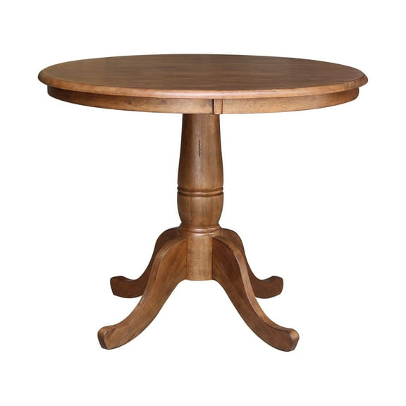 36'' Round Solid Wood Pedestal Dining Table in Distressed Oak by International Concepts