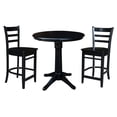 thumbnail image 1 of 36" Round Solid Wood Pedestal Gathering Height Table in Black & 2 Emily Stools, 1 of 6