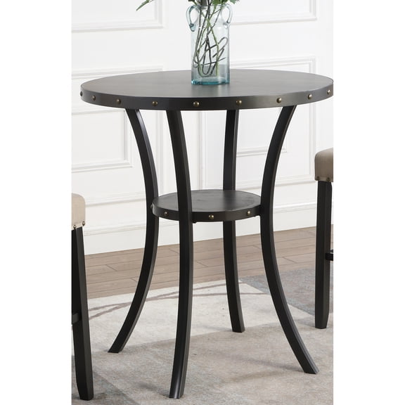36" Round Table with Espresso Finish | For Office Break Rooms | Wooden Look and Metal Legs | Solves the Problem of Uncomfortable Seating Areas