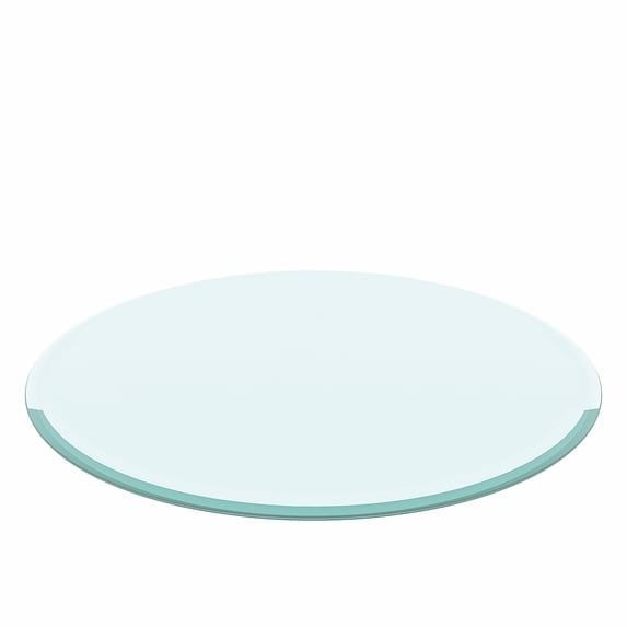 36" Round Tempered Clear Glass Table Top, 2/5" Thick, Beveled Polished Edge
