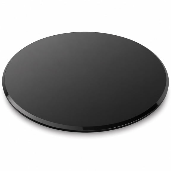 36" Round Black Tempered Glass Table Top, 2/5" Thick Beveled Polished Edge Replacement Glass Desktop Cover for Dining Table Coffee Table Patio Table Office Lobby Meeting Table