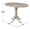 thumbnail image 1 of 36" Round Top Counter Height Table with 12" Leaf, Washed Gray Taupe, 1 of 17