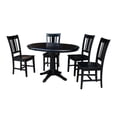 thumbnail image 1 of 36" Round Top Dining Table with 12" Leaf and 4 San Remo Chairs - Black - 5 Piece Set, 1 of 2