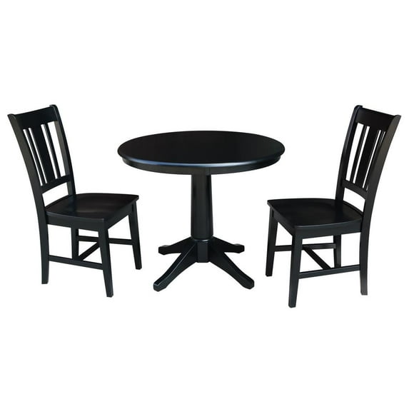 36" Round Top Dining Table with 2 San Remo Chairs - Black - 3 Piece Set