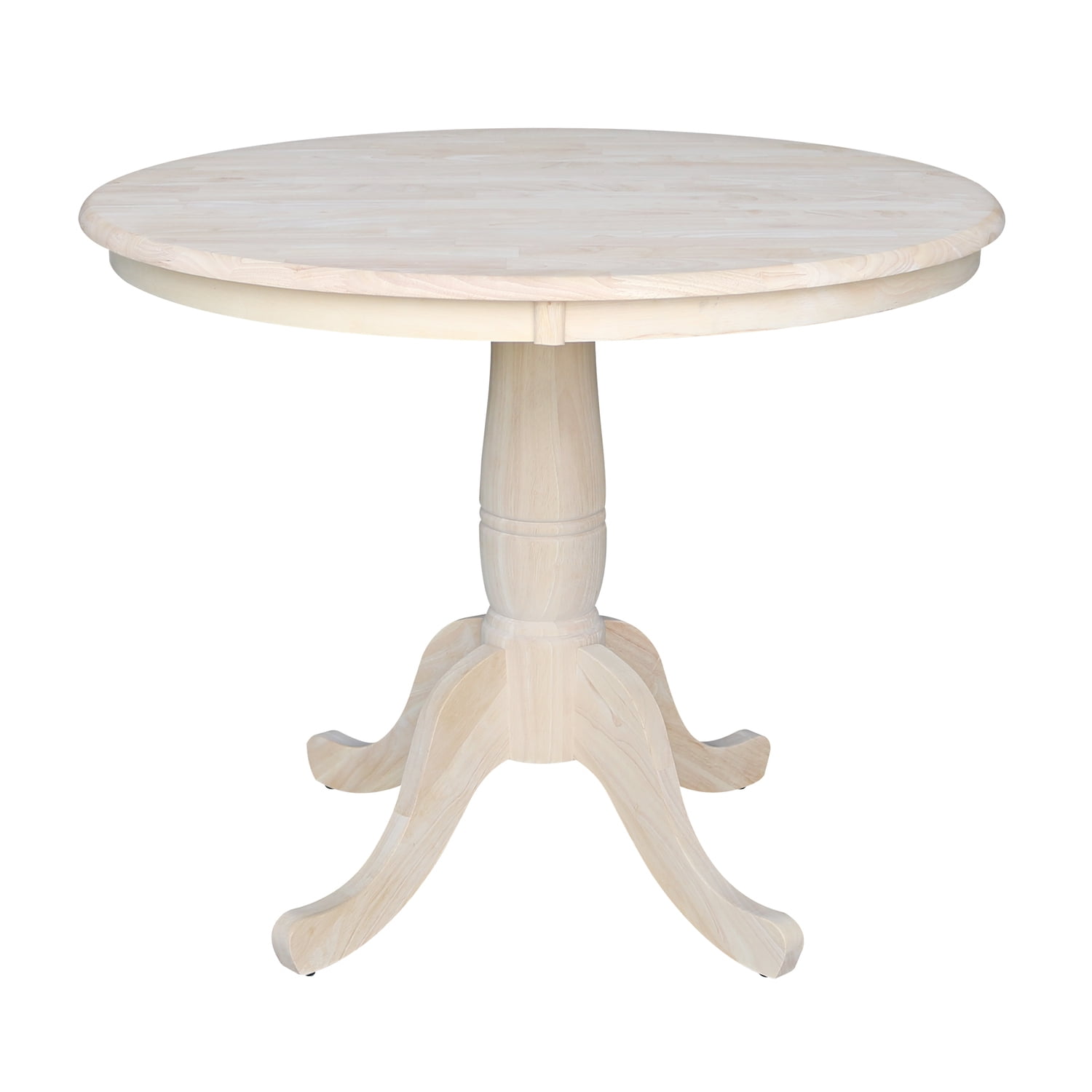 Farmhouse Style 36" Round Wood Pedestal Dining Table, Unfinished
