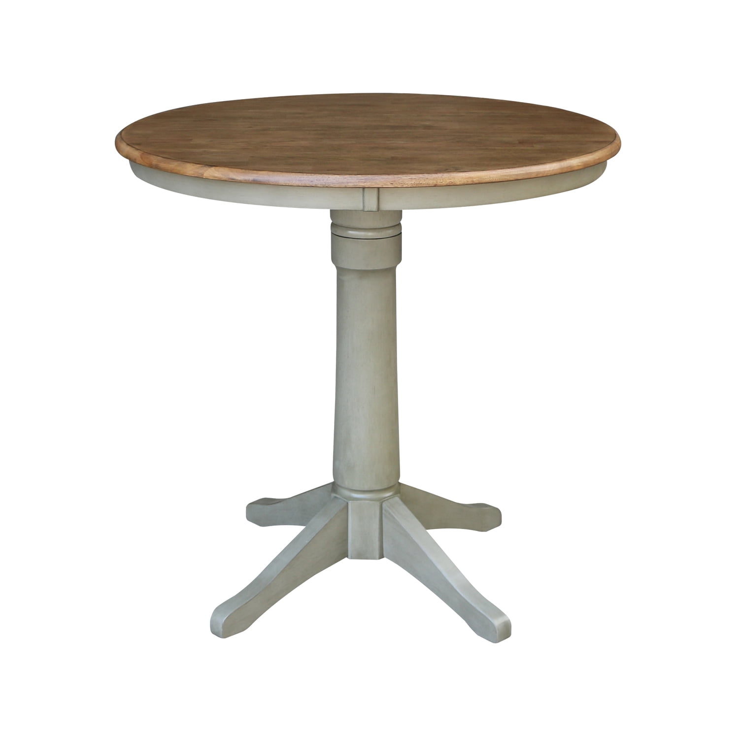 Distressed Hickory and Stone Round Wood Counter Height Table