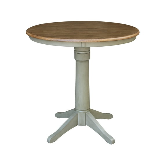 36" Round Top Pedestal Table - Counter Height - Distressed Hickory/Stone