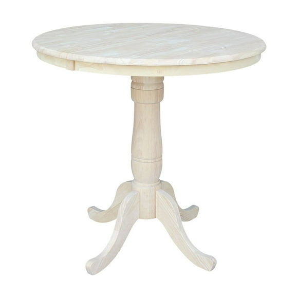 36" Round Top Pedestal Table With 12" Leaf - 34.9"H - Dining or Counter Height
