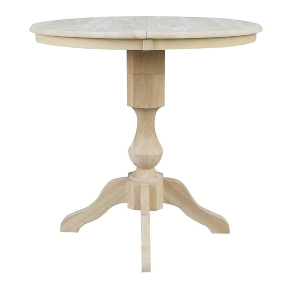 36" Round Top Pedestal Table With 12" Leaf - 34.9"H - Dining or Counter Height