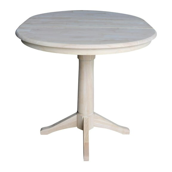 36" Round Top Pedestal Table With 12" Leaf - 34.9"H - Dining or Counter Height