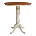 thumbnail image 1 of 36" Round Bar Height Table with 12" Leaf in Antiqued Almond/Espresso, 1 of 8