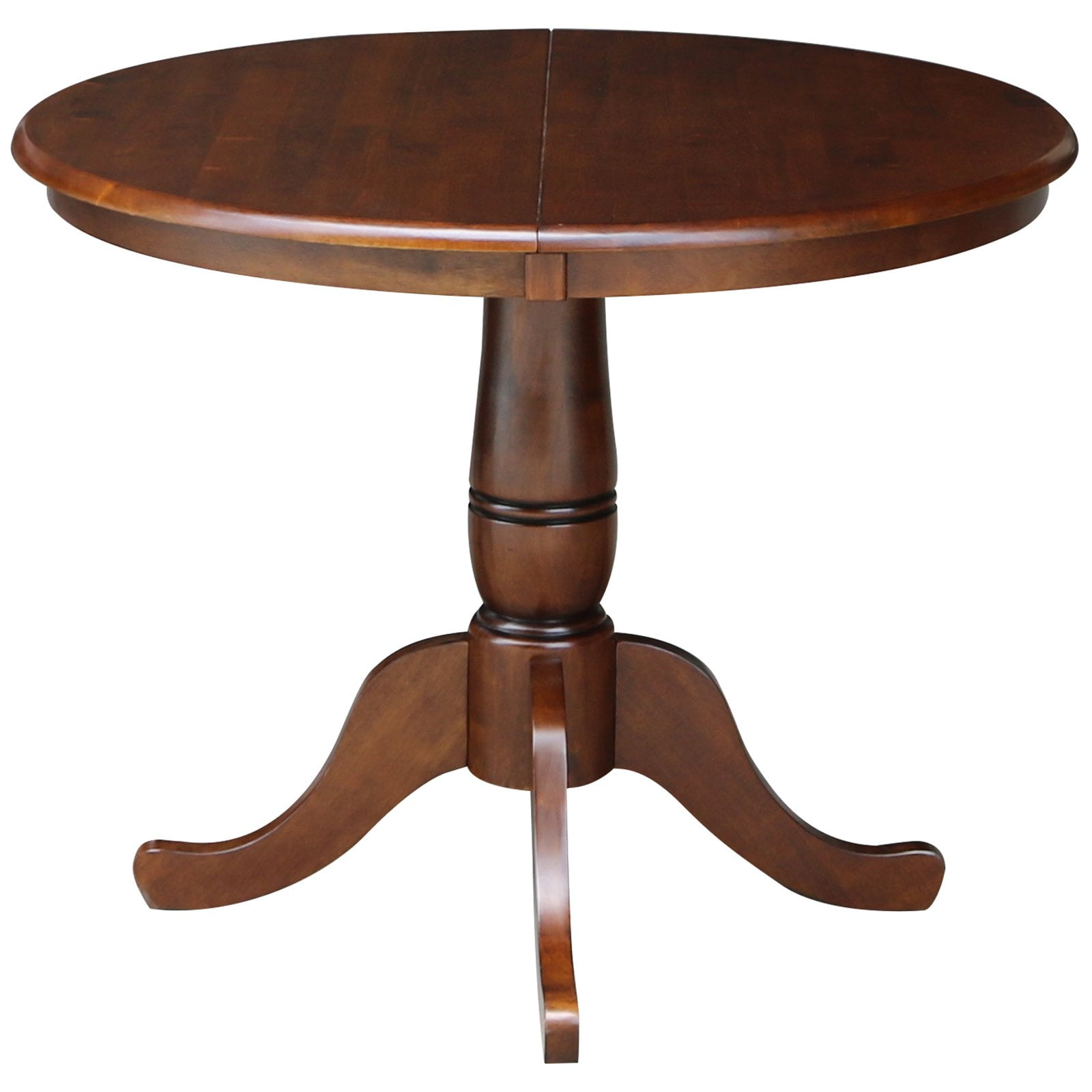 Classic Farmhouse 50" Round Espresso Wood Extendable Dining Table