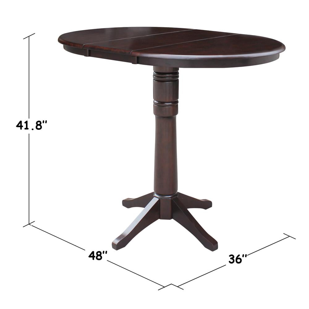 Espresso Round Wood Extendable Counter Height Dining Table