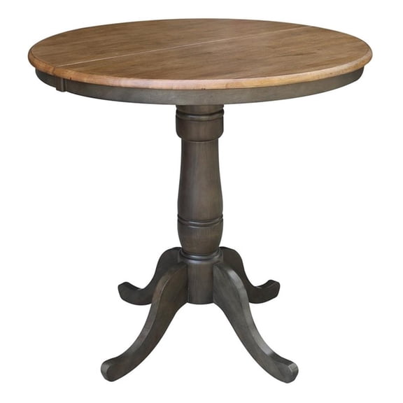 36" Round Top Pedestal Table with 12" leaf - 35.3"H - Counter Height