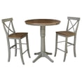 thumbnail image 1 of 36" Round Wood Distressed Hickory/Stone Extension Dining Table With 2 Stools, 1 of 3