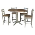 thumbnail image 1 of 36" Round Wood Distressed Hickory/Stone Extension Dining Table With 4 Stools, 1 of 8