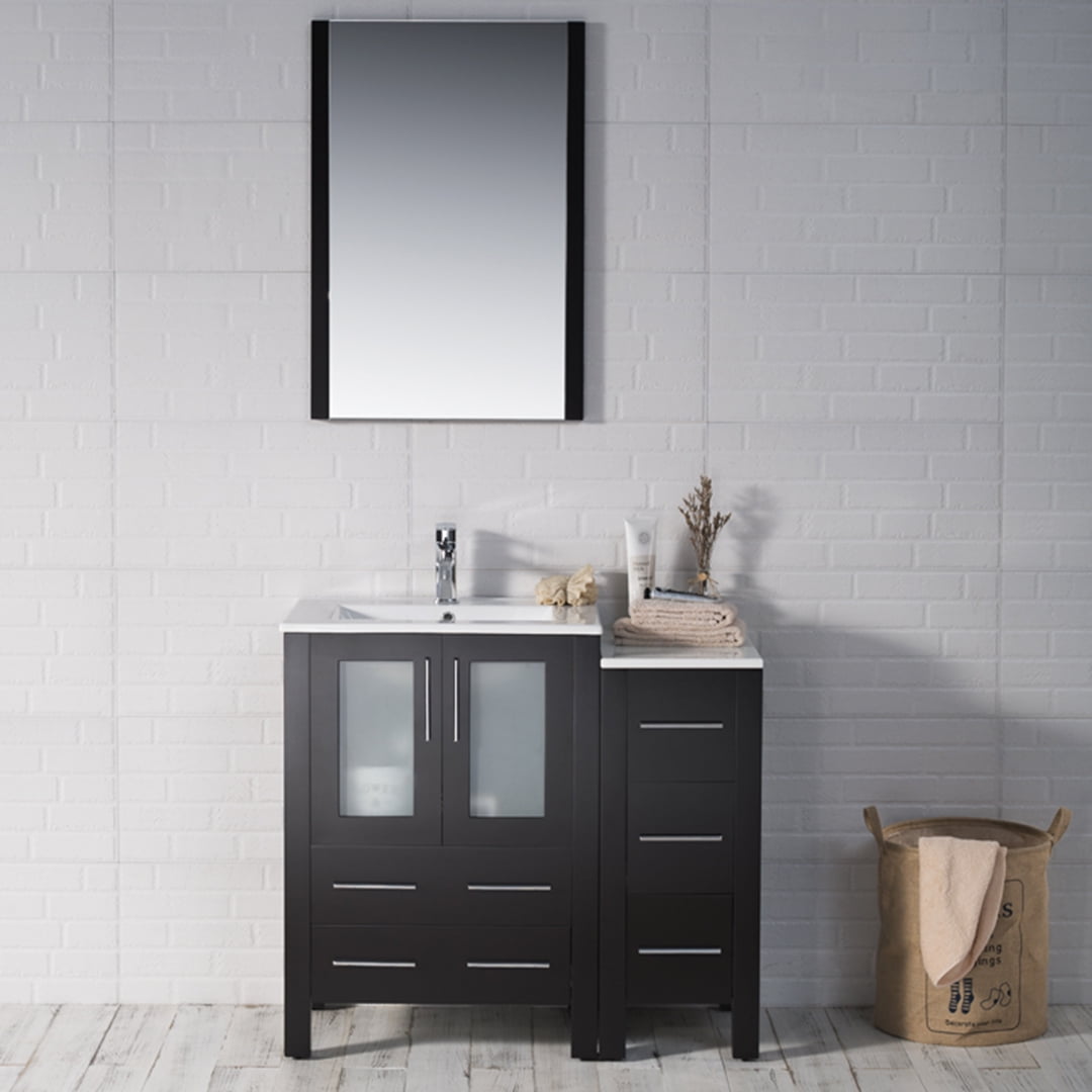 36S" Freestanding Bathroom Vanity with Side & Vessel Sink