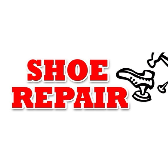 36" SHOE REPAIR DECAL sticker heels soles work luggage repair while wait