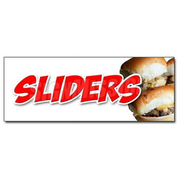 36" SLIDERS MINI BURGERS DECAL sticker charcoal grilled beef cheeseburger eat