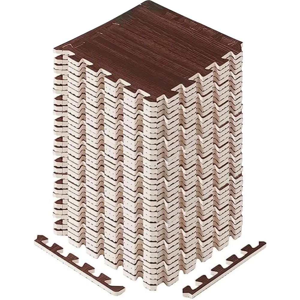 36 SQ.FT Wood Grain Puzzle Exercise Mat Protective Flooring, EVA