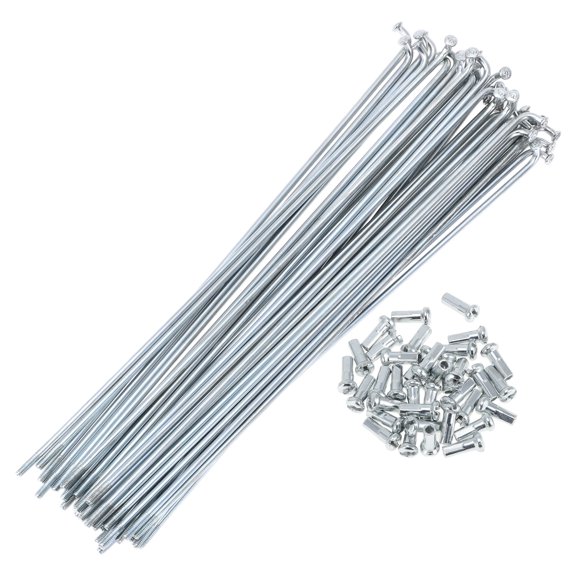 Unique Bargains 36 Set 13G Bicycle Spokes 13G Bike Wheel Spokes Galvanized Carbon Steel Silver Tone-183mm